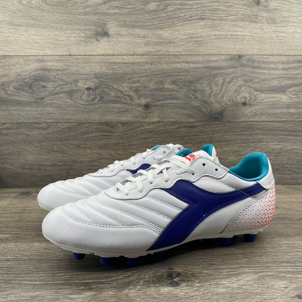 Diadora Men's Brasil GR LT+ MDPU Soccer Cleat Size 9 White Blue 101.180196 C2433